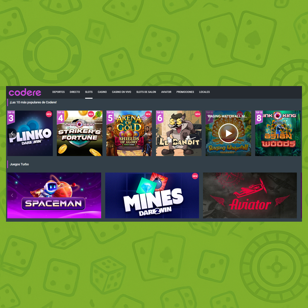 Top juegos slots en Codere Casino